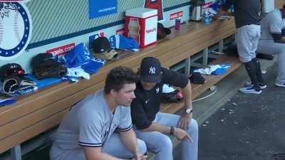 Tommy Kahnle takes his frustration out on a fan in the dugout