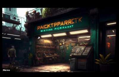 Experimental 2.5D point and click adventure game using AI generated graphics ( source in comments )