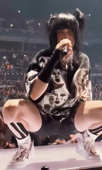 Billie Eilish on top, riding you like this. How long will you be able to last?