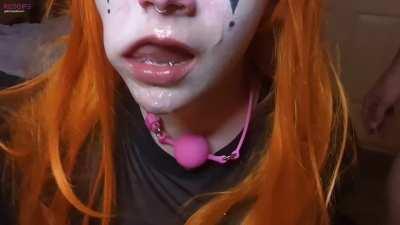 He added a little extra white to my face paint. 