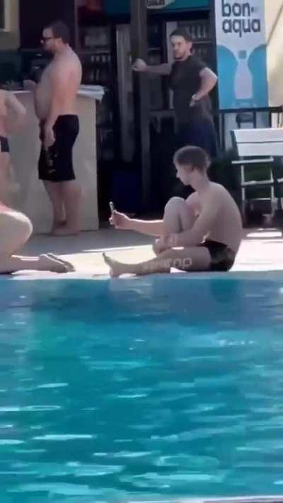 twerking for a video in a public pool.