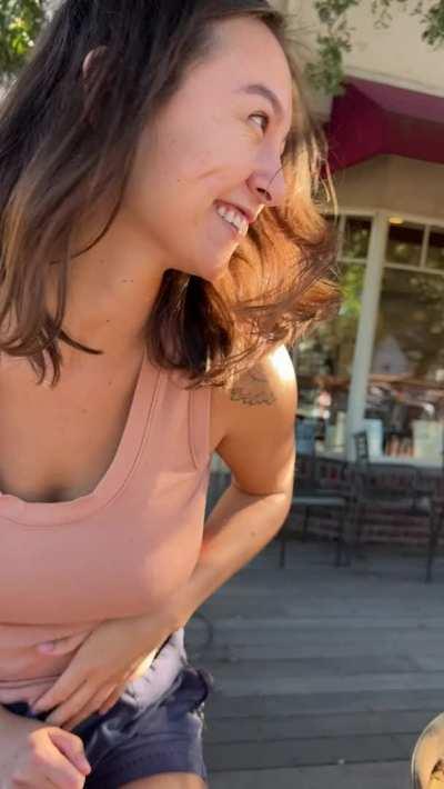 Flashing your tits is a compliment to the chef (or the guy pouring your wine) [GIF]