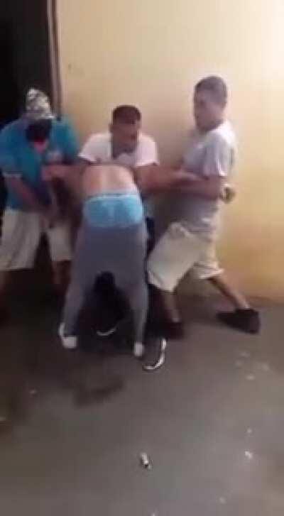 Member of the Cártel del Noreste is introduced to the welcoming party in a Mexican prison in Ciudad Victoria.