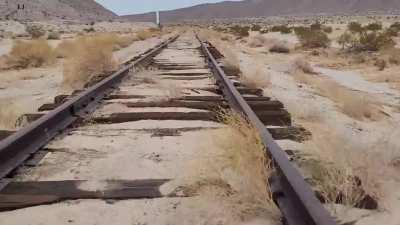 (Longer version) riding abandoned railroad tracks in Southern California with my railcart