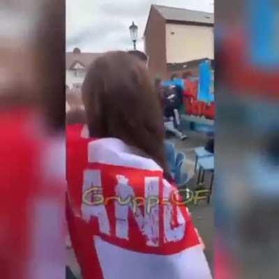 England fans going at each other before the match even started
