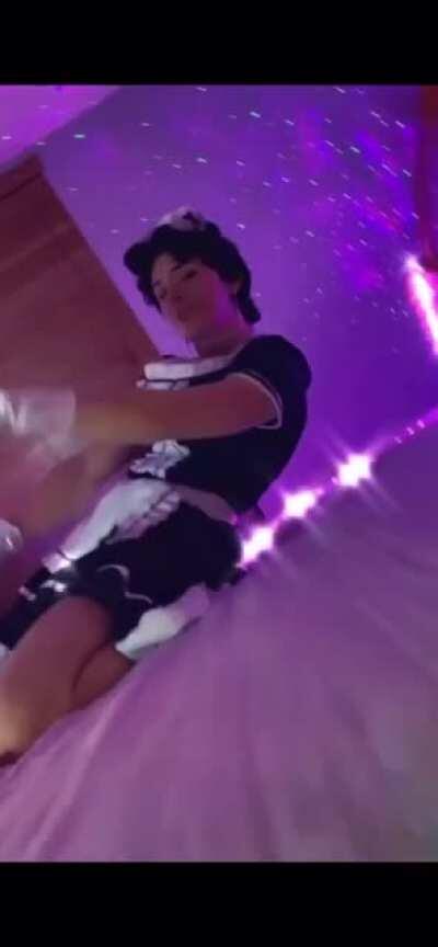 This man has no right looking this good in a maid outfit