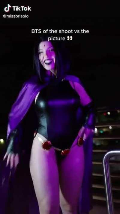 Raven Photoshoot BTS vs finished photo