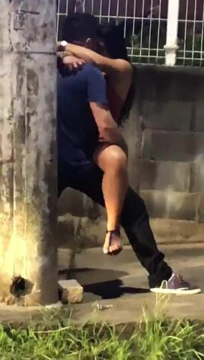 This couple is caught fucking on the street