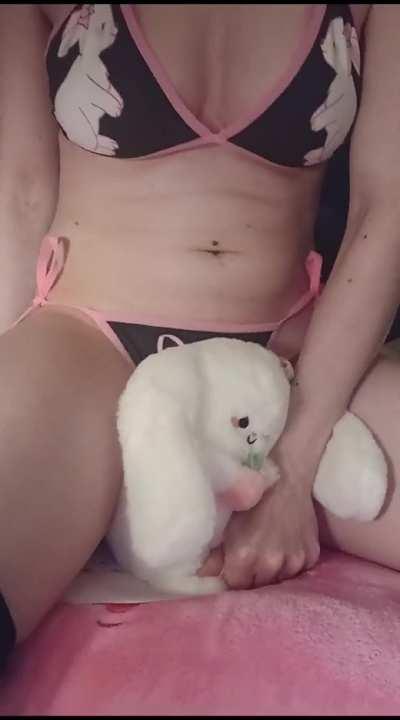 Ickle bunny plushie, ickle bunny bikini <3