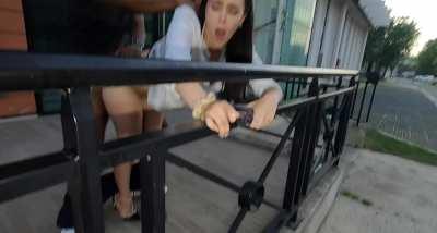 Your poor wife is never safe from your bully. He's breeding her before work right outside the office 😩