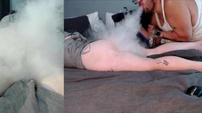 Blowing clouds on her big ass