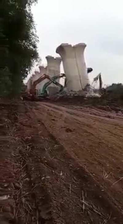 Demolition of bridge support goes wrong