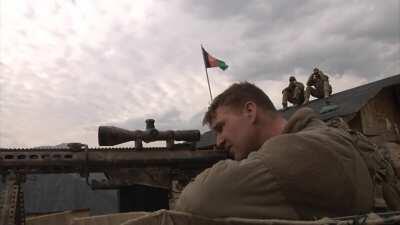 Sniper Sgt. Stephen McElroy at Outpost Mace, November 2011 AFG
