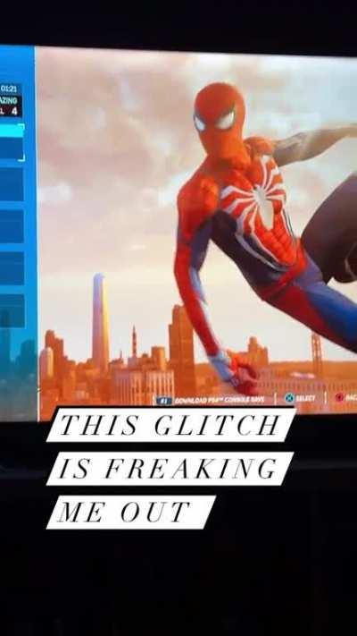 This is just a creepy glitch on my ps5 Spider-Man.