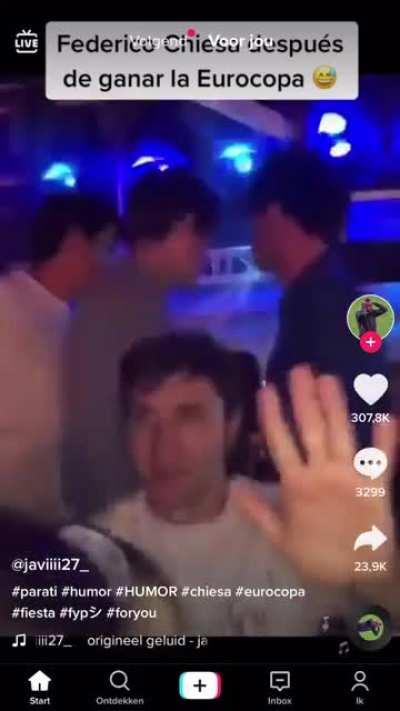 European champion footballer Chiesa from Italy in the club..