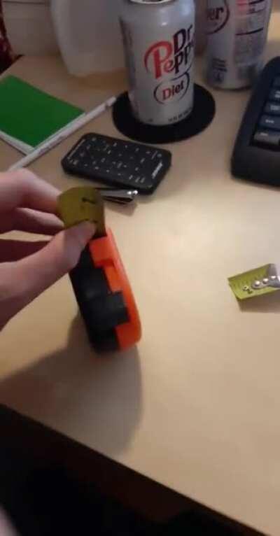 Cutting the end of the tape measure