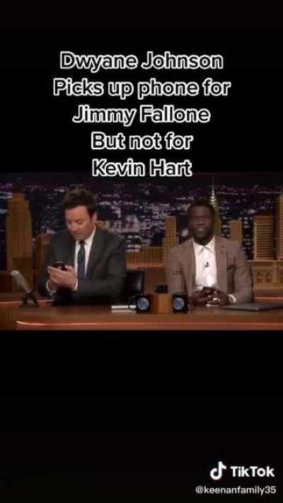Dwayne Johnson picks up call from Jimmy Fallon but not Kevin Hart