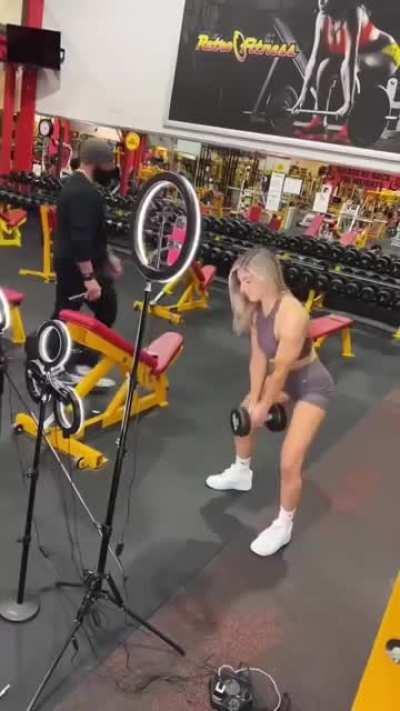 How to walk in front of a filming gym person