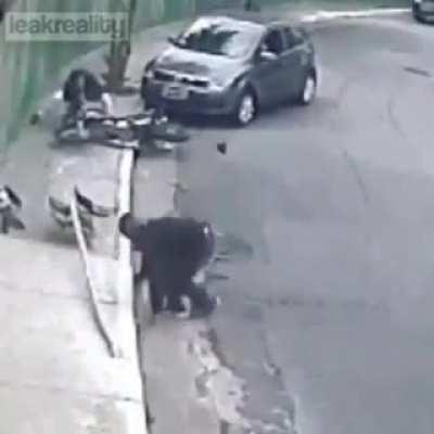 Bikers tried to rob only to get hit by a car