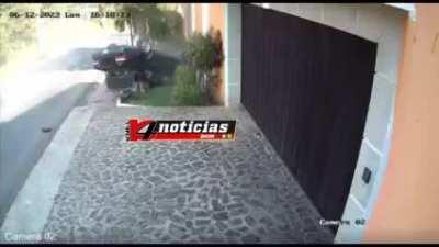 Car is flipped upside-down after crashing. At least they didn't hit any other cars