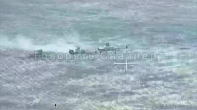 Russian armored vehicles doing an attack near Kupyansk is hit by Ukrainian ATGMs resulting in the Russian troops dismounting and retreating