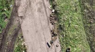Ukraine drone dropped munition destroys Russian stockpile of mines