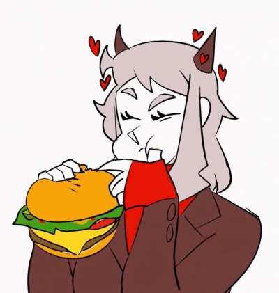 Modeus Eating A Burger