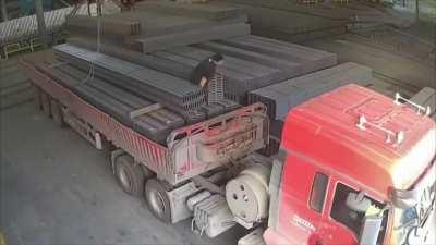 Steel beams crushed workers legs