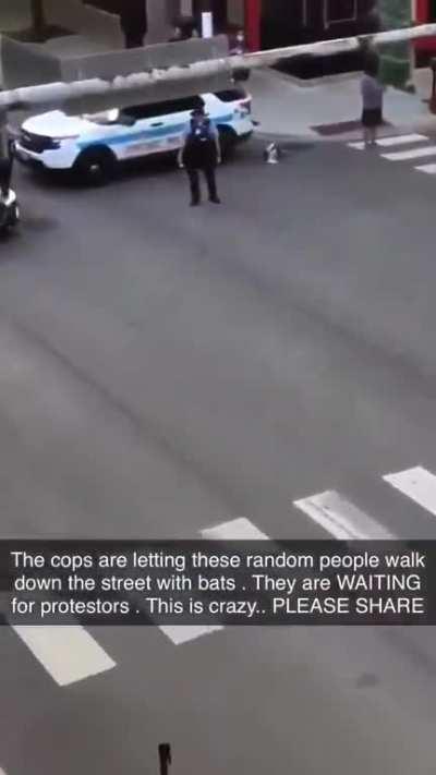 Chicago cops letting people walk around with bats in the street looking for peaceful protesters.