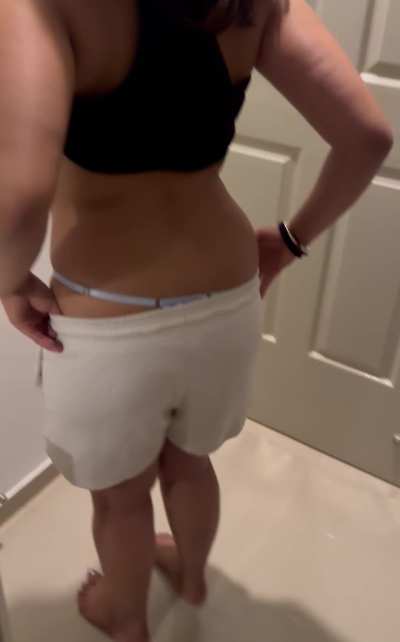 I told her to strip. She obliged and surprised me with her blue thongs. 