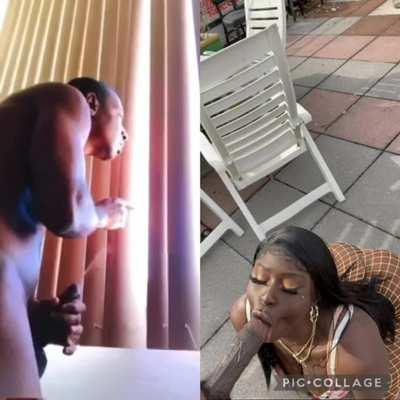Your girl is still drunk from last night and is loudly slurping some dude’s thick veiny black cock by the pool while you watch from inside and bust all over the blinds