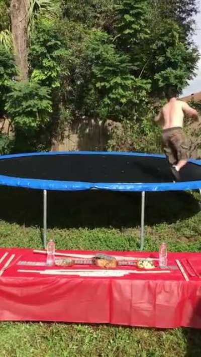 Jump on dangerous thanksgiving table