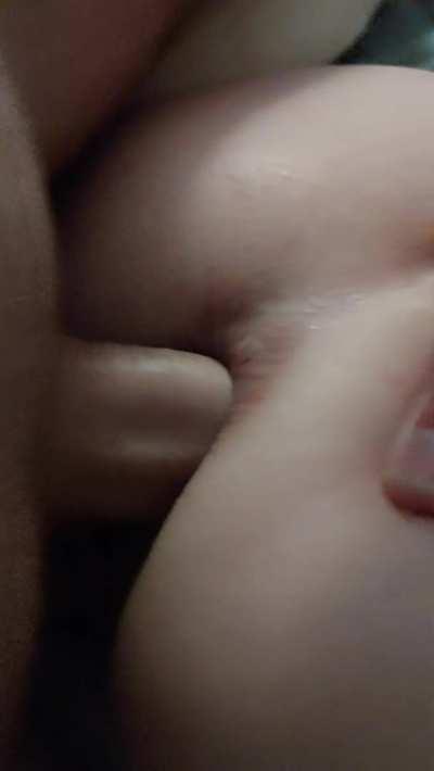 Opening my naughty hole up close. Does it make you want a turn?