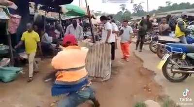 A Martial arts movie fans sees accouple of innocent Chinese people and then does this