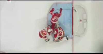 Skate into opposing goalie. Get Powerplay. 1000 IQ play