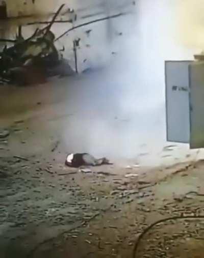 Man Blow Up Electric power house