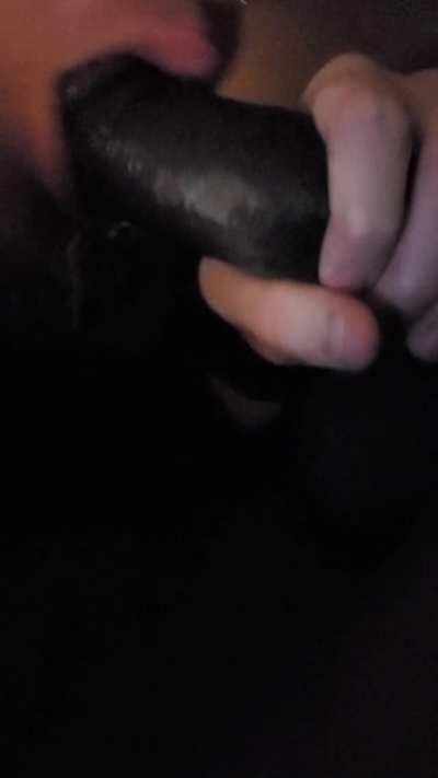 Admiring his big cock before stuffing my mouth