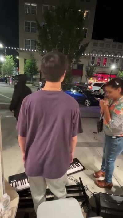 Knocking down his piano and stealing his tip money