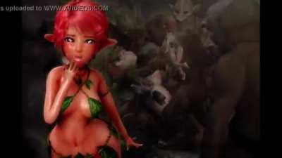 3D Elf getting dicked down by goblins