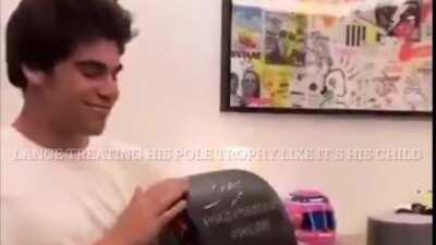 Lewis has ran out of shelf space so he’s just leaving trophies at the track now