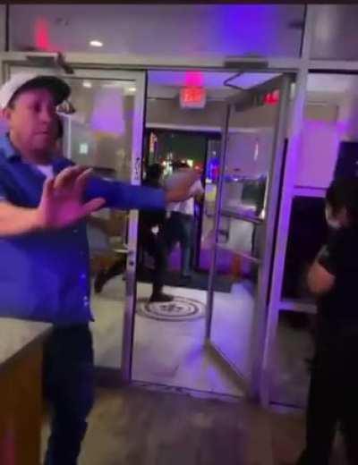 Lady cop goes full punching mode.