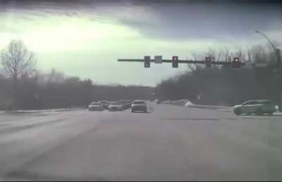 Idiot accelerated into and through the red light