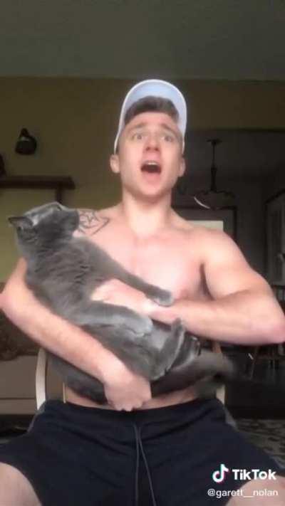 Startled by great singing voice