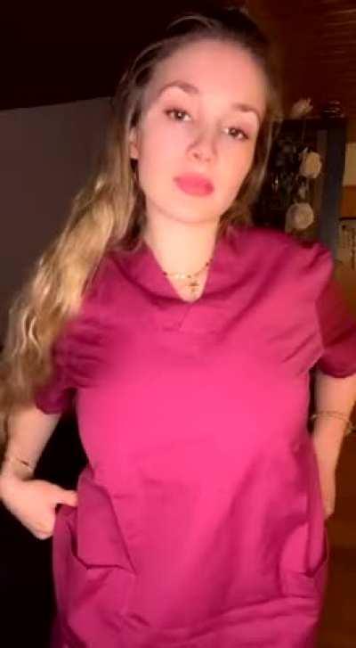 when the old patient ask me if they can see my huge tits