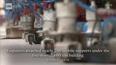 How they moved a 5 story school in shanghai 60m using walking machine technology...