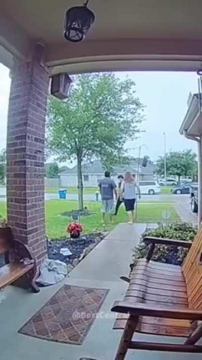 Bully chases kid back to kid friends house