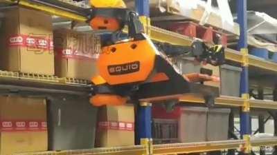 Warehouse robot that can climb shelves