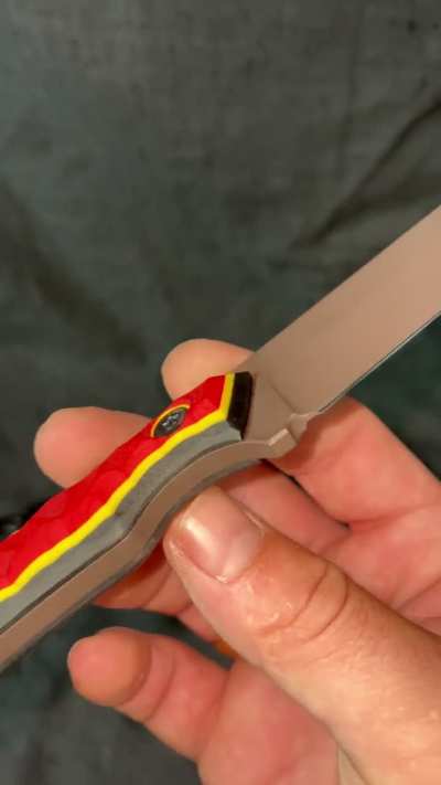 Quick video of the EDC Tanto! 52100 steel, Bronze Cerakote, custom G10 scales