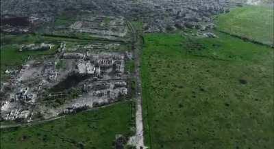 ru pov: Drone view of Maryinka