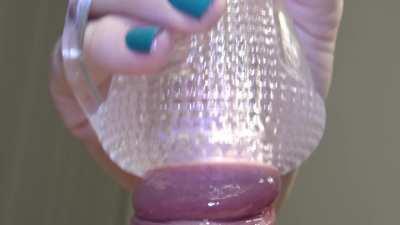 Using my toy on your sensitive head.